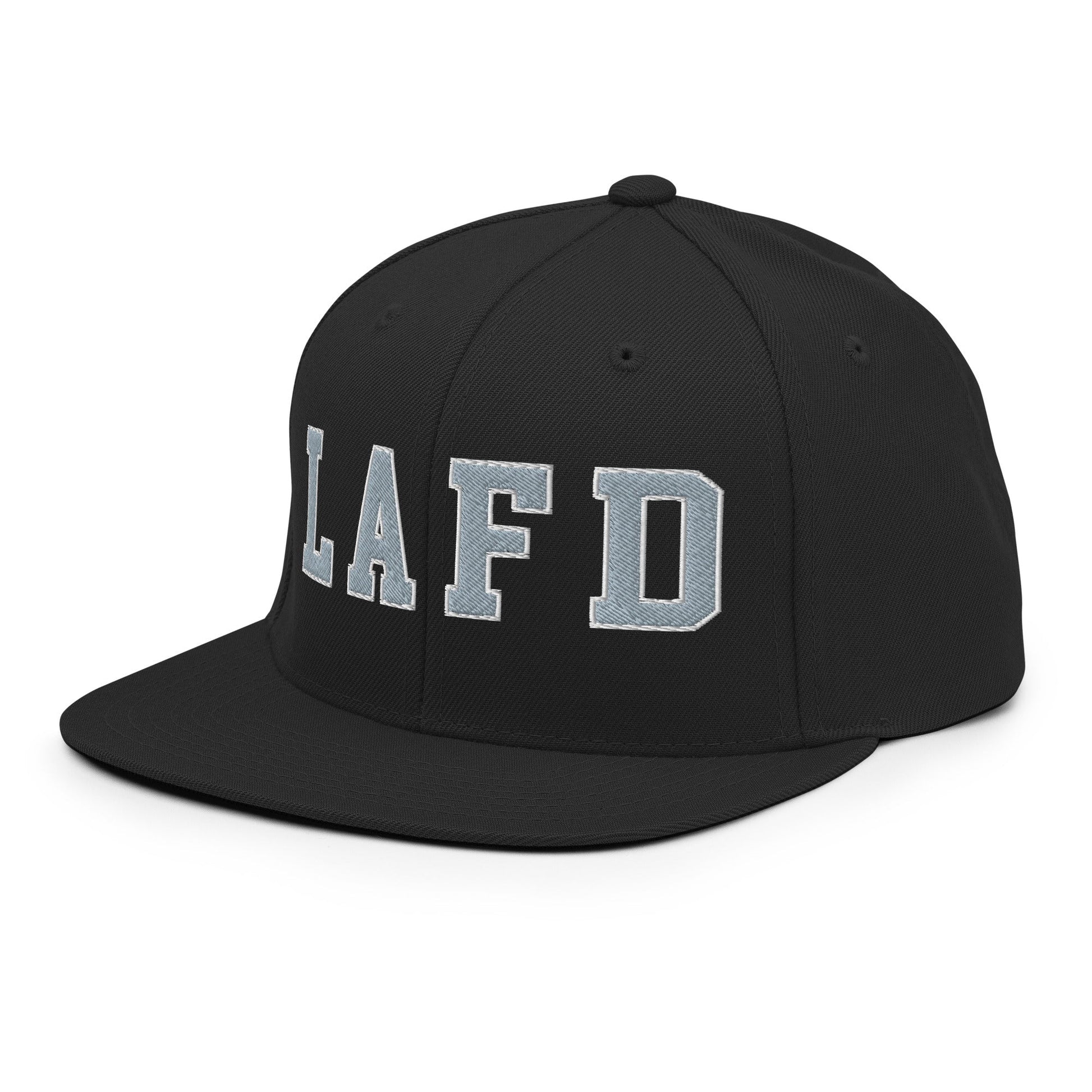 LAFD Los Angeles Fire Department Embroidered Flat Bill Brim Snapback Hat Black