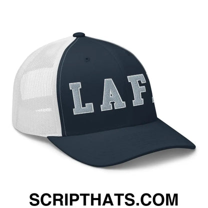 LAFD Los Angeles Fire Department Embroidered Mesh Trucker Hat Navy White