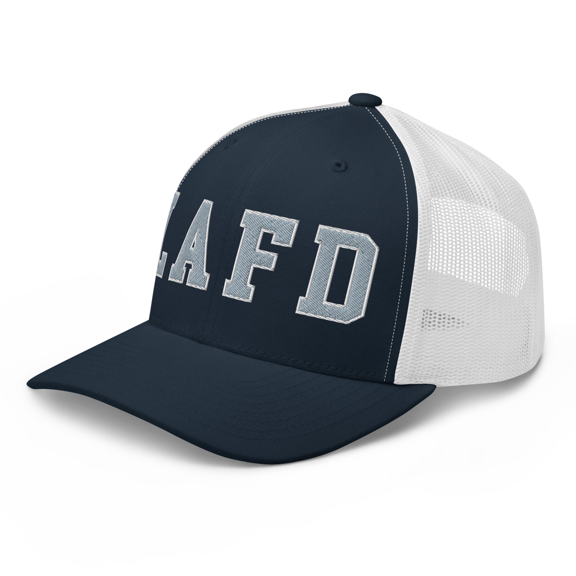 LAFD Los Angeles Fire Department Embroidered Mesh Trucker Hat Navy White