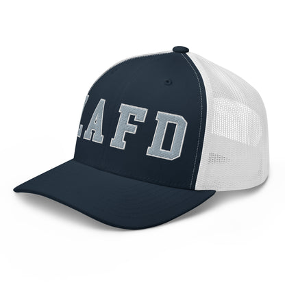 LAFD Los Angeles Fire Department Embroidered Mesh Trucker Hat Navy White