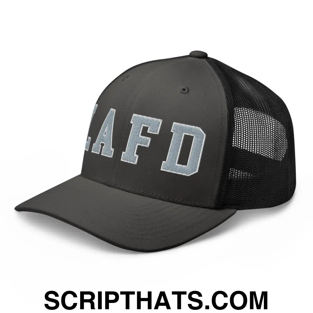 LAFD Los Angeles Fire Department Embroidered Mesh Trucker Hat Charcoal Black