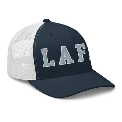 LAFD Los Angeles Fire Department Embroidered Mesh Trucker Hat Navy White