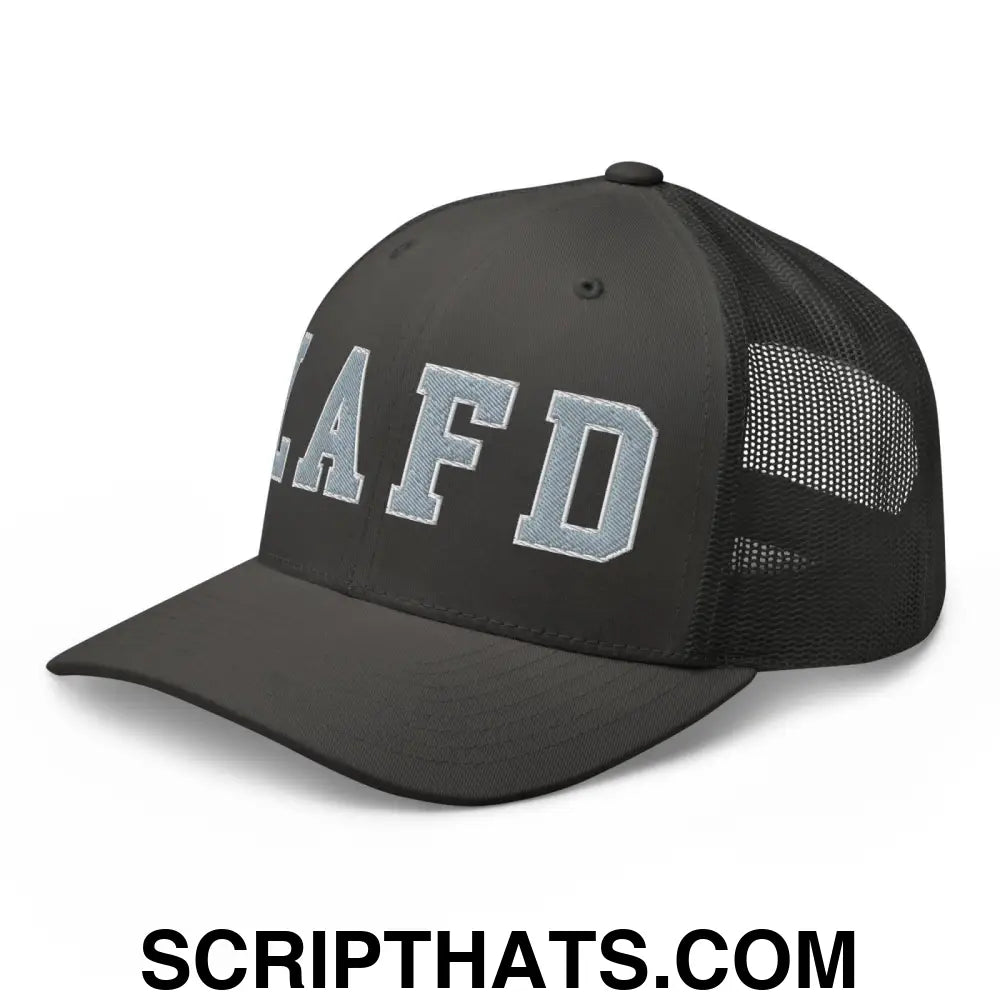 LAFD Los Angeles Fire Department Embroidered Mesh Trucker Hat Charcoal