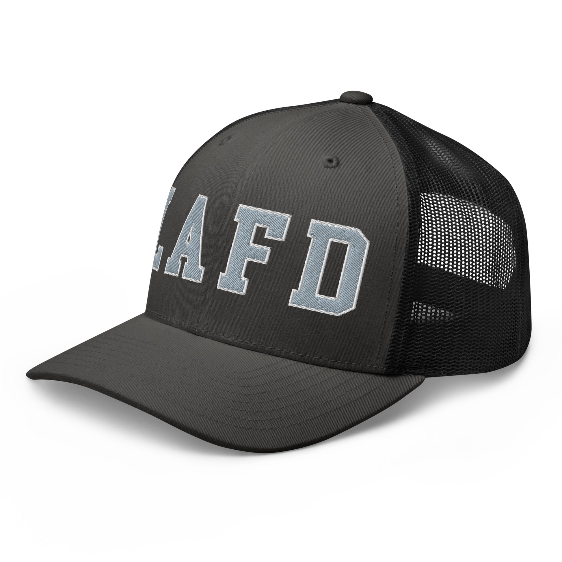 LAFD Los Angeles Fire Department Embroidered Mesh Trucker Hat Charcoal Black