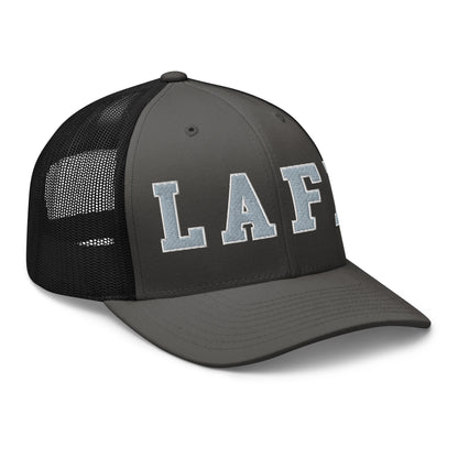 LAFD Los Angeles Fire Department Embroidered Mesh Trucker Hat Charcoal Black