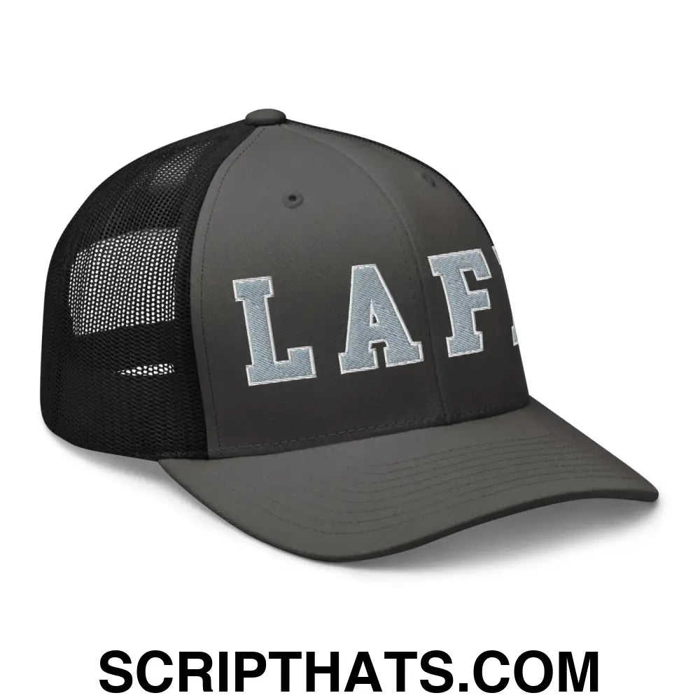 LAFD Los Angeles Fire Department Embroidered Mesh Trucker Hat Charcoal Black