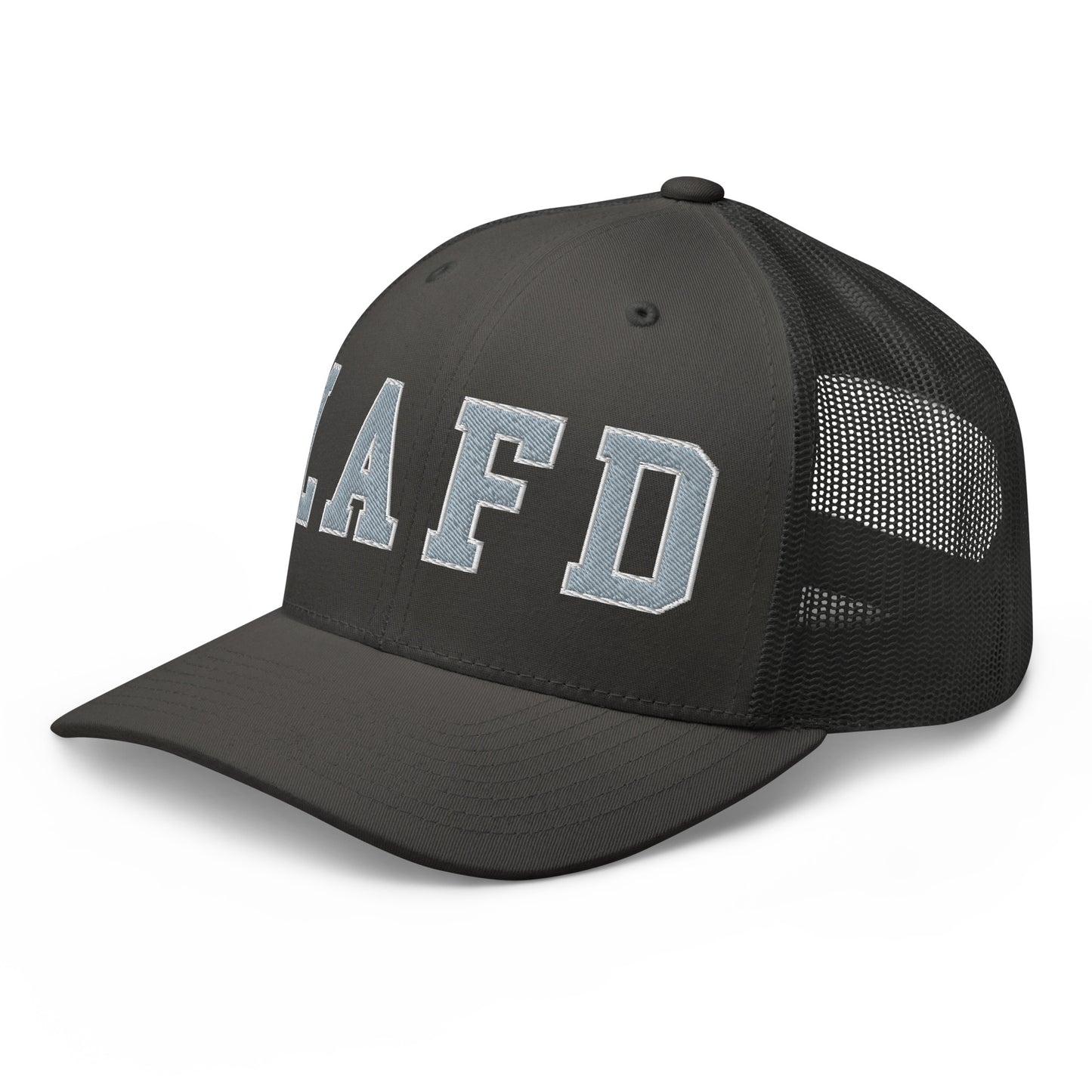 LAFD Los Angeles Fire Department Embroidered Mesh Trucker Hat Charcoal