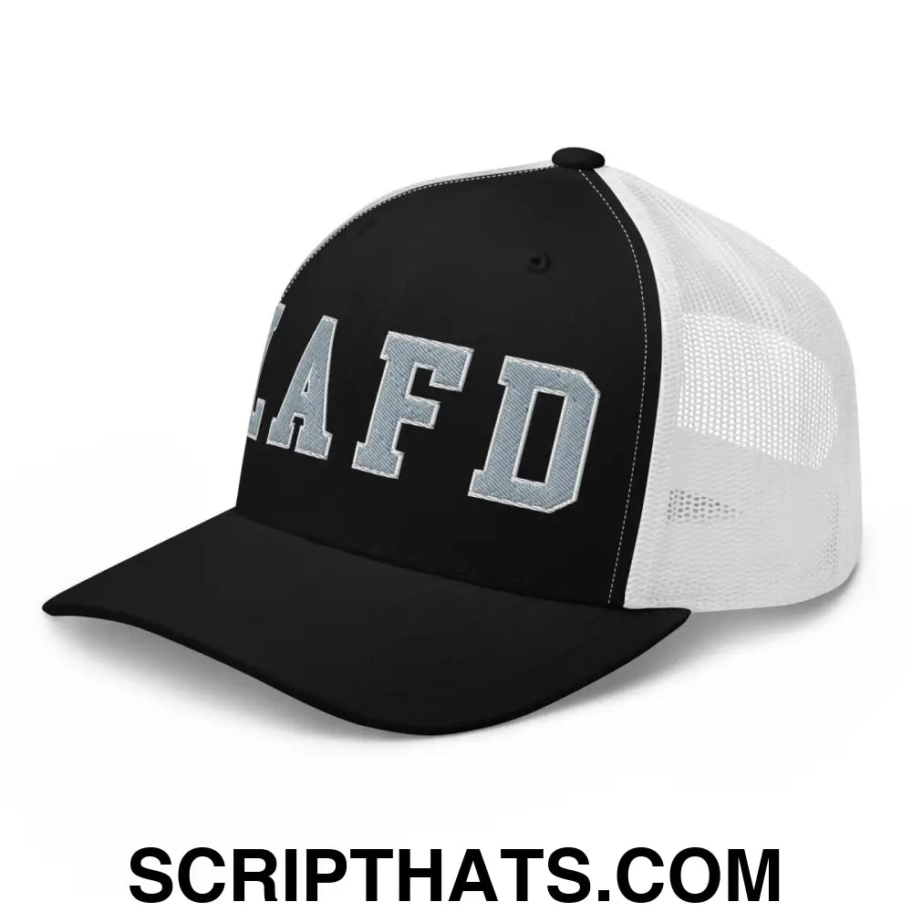 LAFD Los Angeles Fire Department Embroidered Mesh Trucker Hat Black White