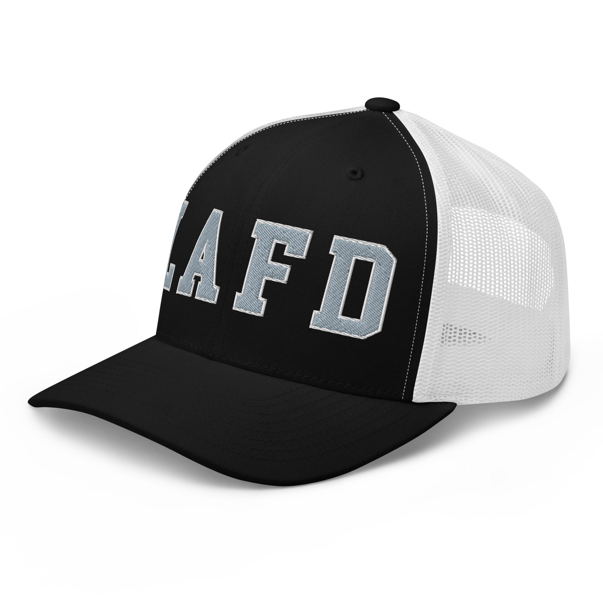 LAFD Los Angeles Fire Department Embroidered Mesh Trucker Hat Black White