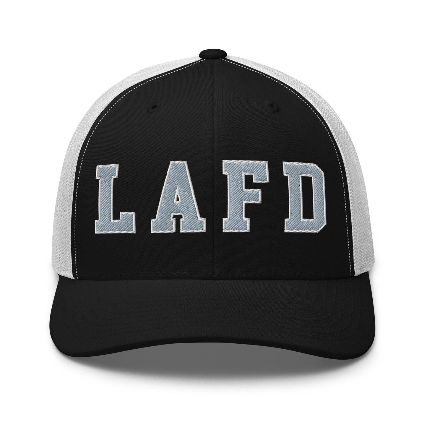 LAFD Los Angeles Fire Department Embroidered Mesh Trucker Hat Black White