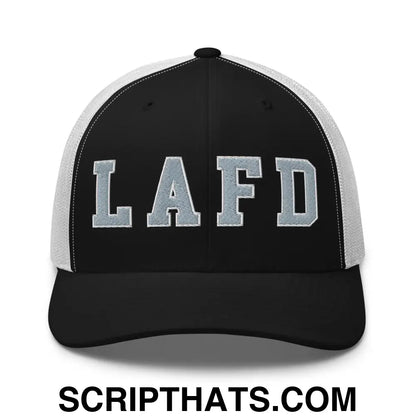 LAFD Los Angeles Fire Department Embroidered Mesh Trucker Hat Black White