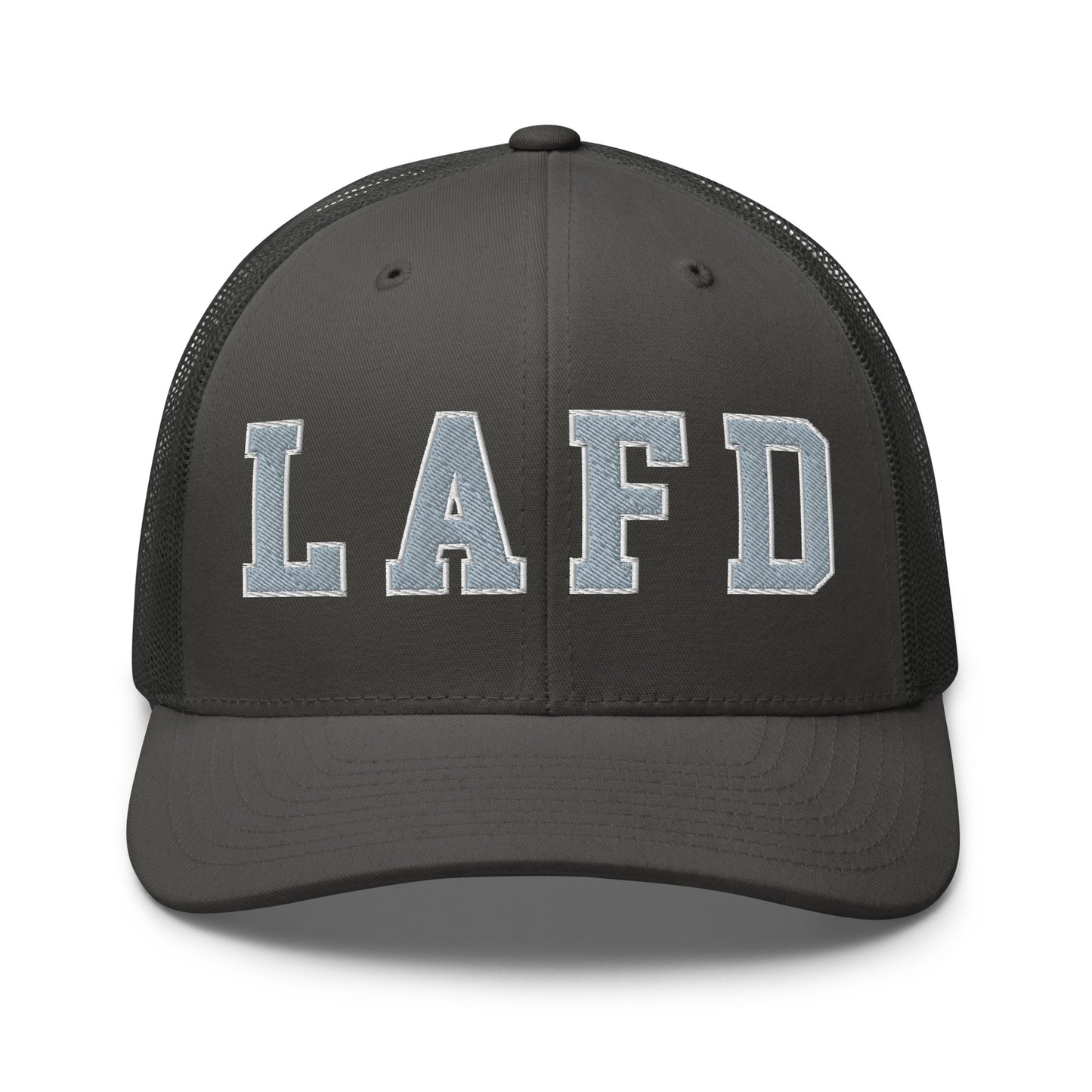 LAFD Los Angeles Fire Department Embroidered Mesh Trucker Hat Charcoal