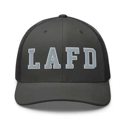 LAFD Los Angeles Fire Department Embroidered Mesh Trucker Hat Charcoal