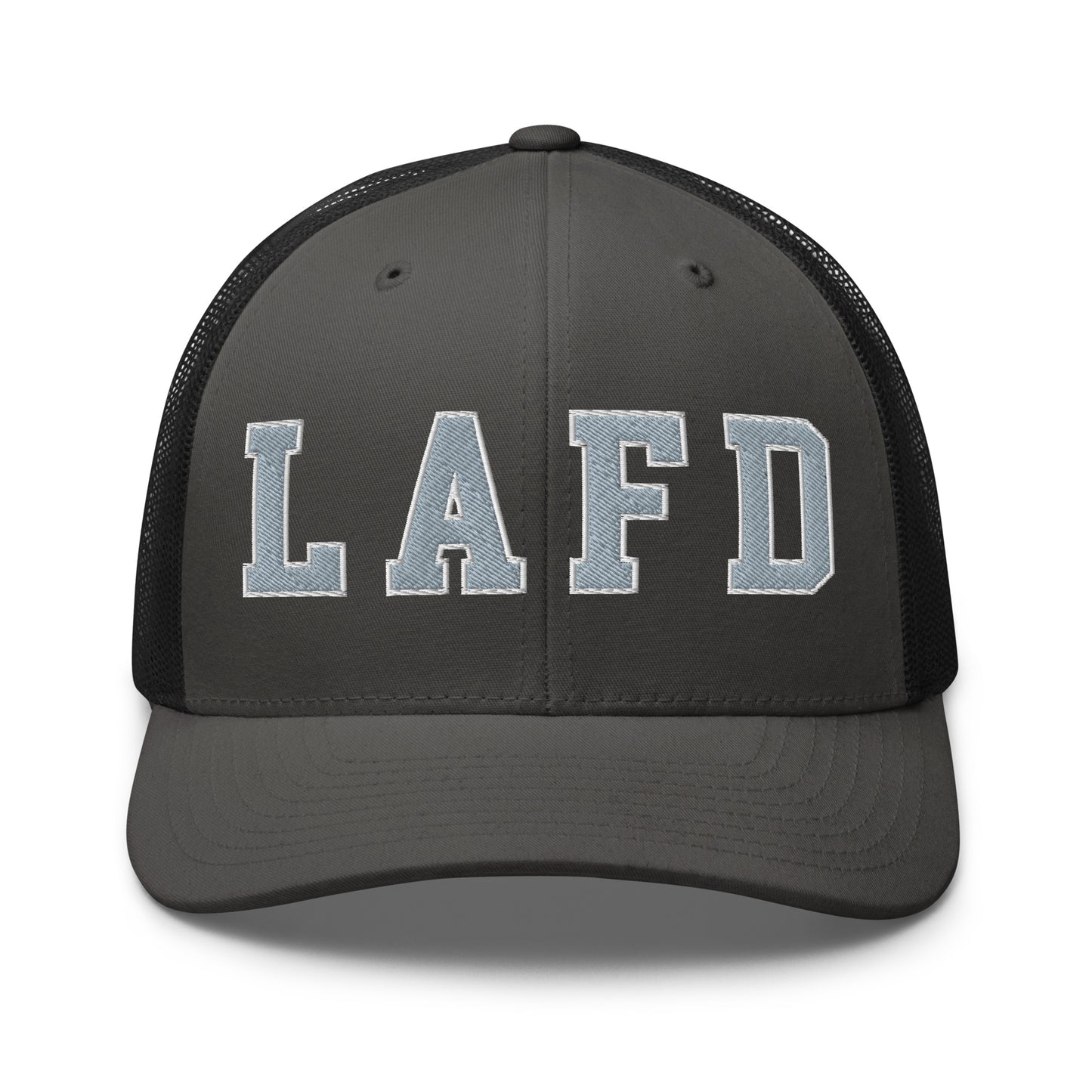 LAFD Los Angeles Fire Department Embroidered Mesh Trucker Hat Charcoal Black