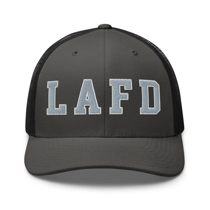 LAFD Los Angeles Fire Department Embroidered Mesh Trucker Hat Charcoal Black