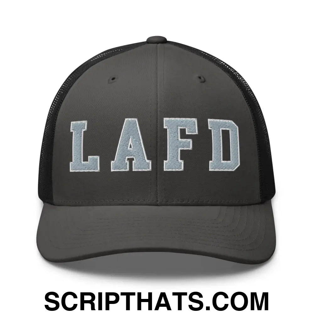 LAFD Los Angeles Fire Department Embroidered Mesh Trucker Hat Charcoal Black