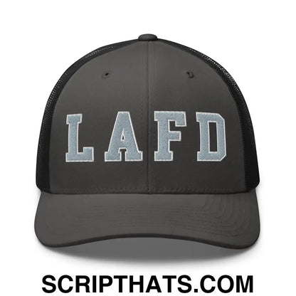 LAFD Los Angeles Fire Department Embroidered Mesh Trucker Hat Charcoal Black