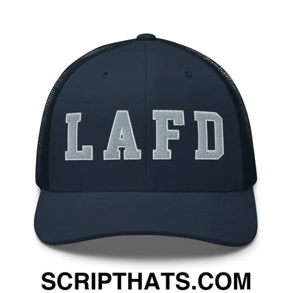 LAFD Los Angeles Fire Department Embroidered Mesh Trucker Hat Navy