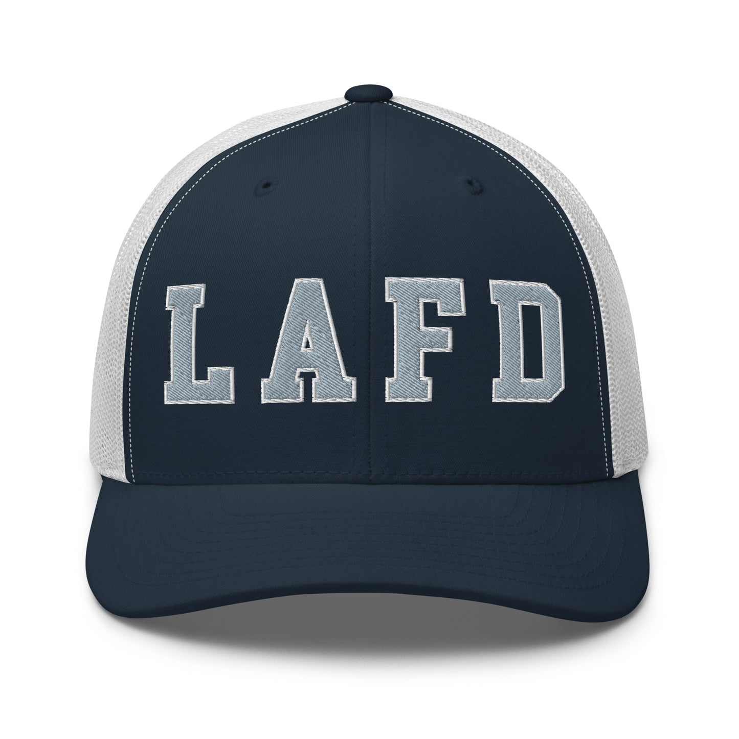 LAFD Los Angeles Fire Department Embroidered Mesh Trucker Hat Navy White