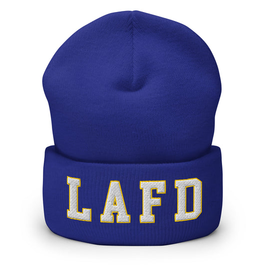 LAFD Los Angeles Fire Department Football Embroidered Knit Cuffed Beanie Default Title