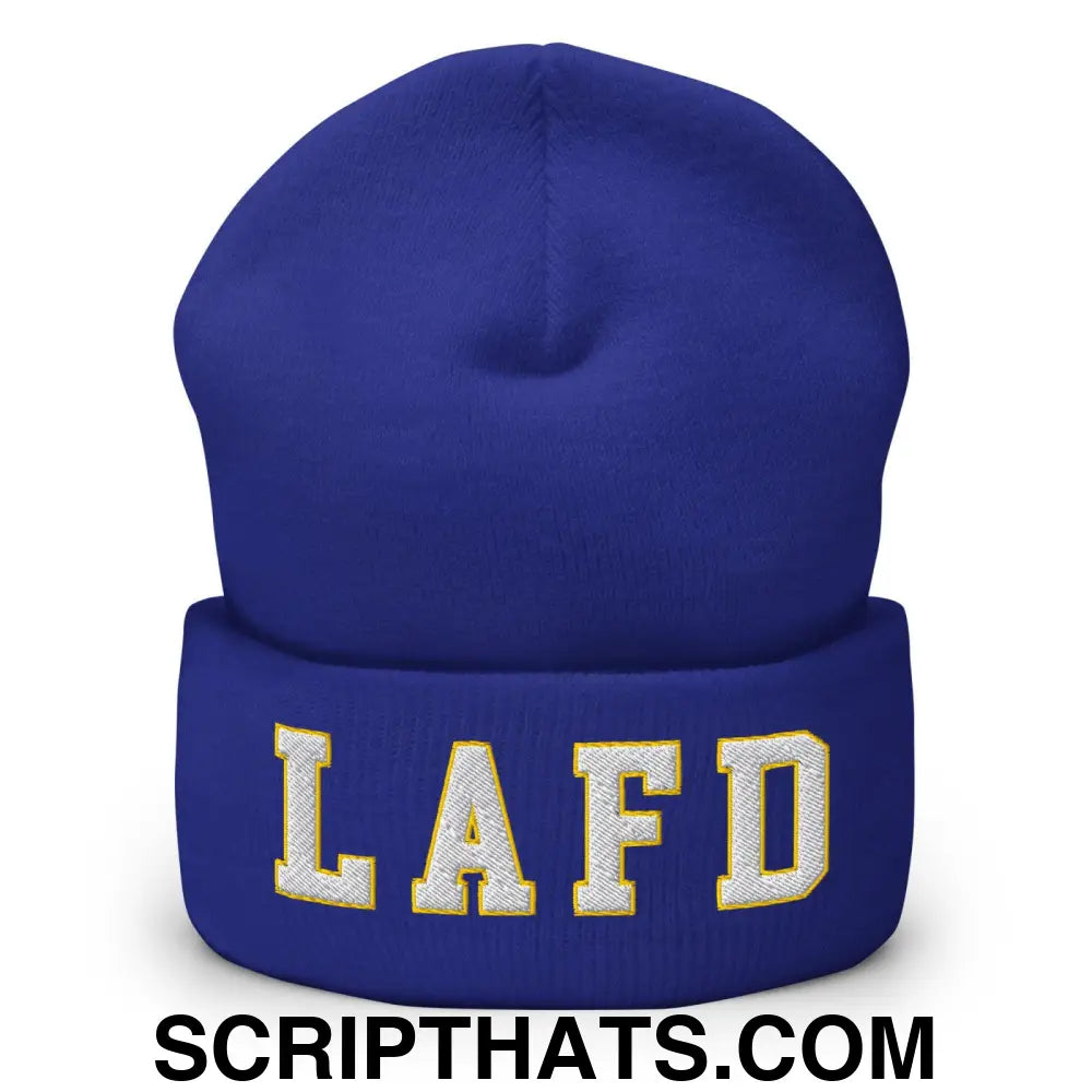 LAFD Los Angeles Fire Department Football Embroidered Knit Cuffed Beanie Default Title