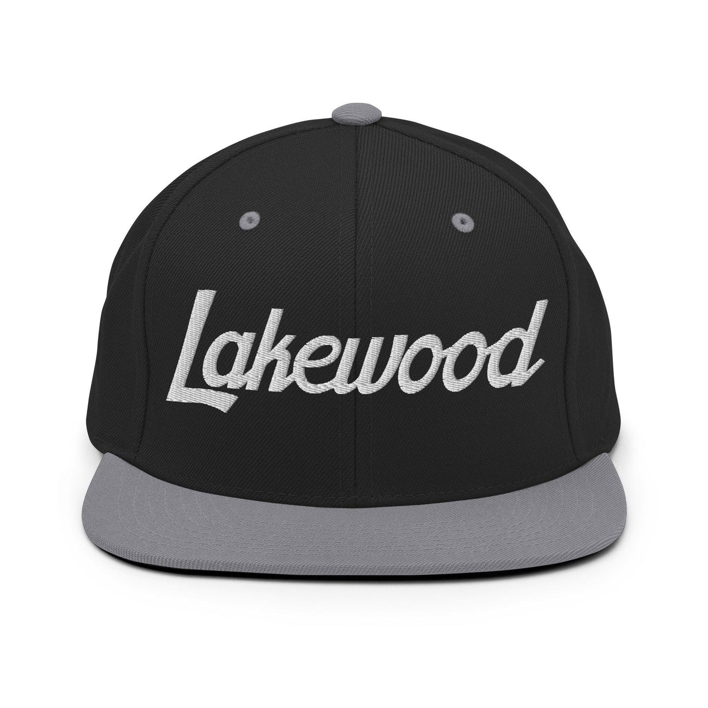 Lakewood Script Snapback Hat Black Silver