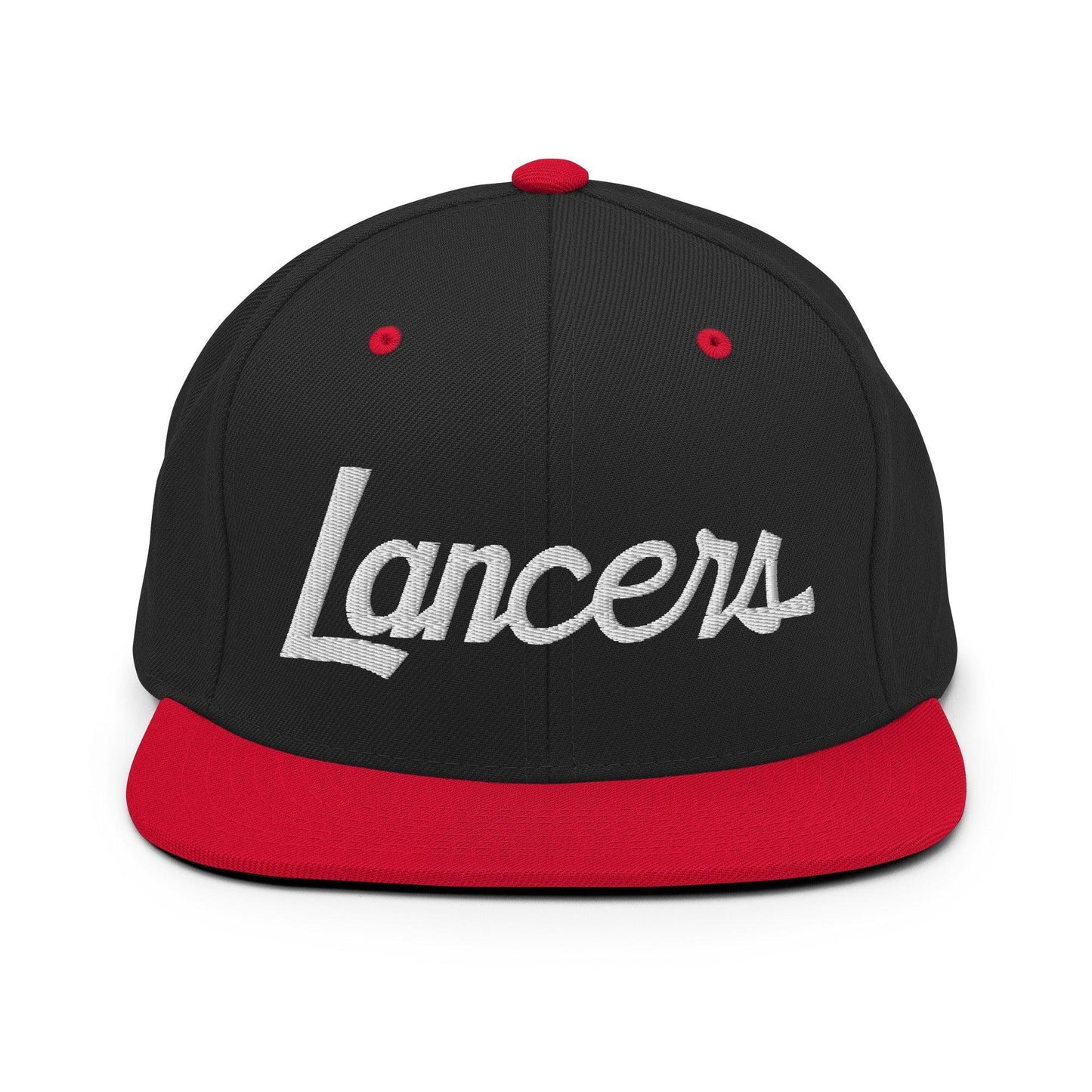 Lancers School Mascot Script Snapback Hat Black Red