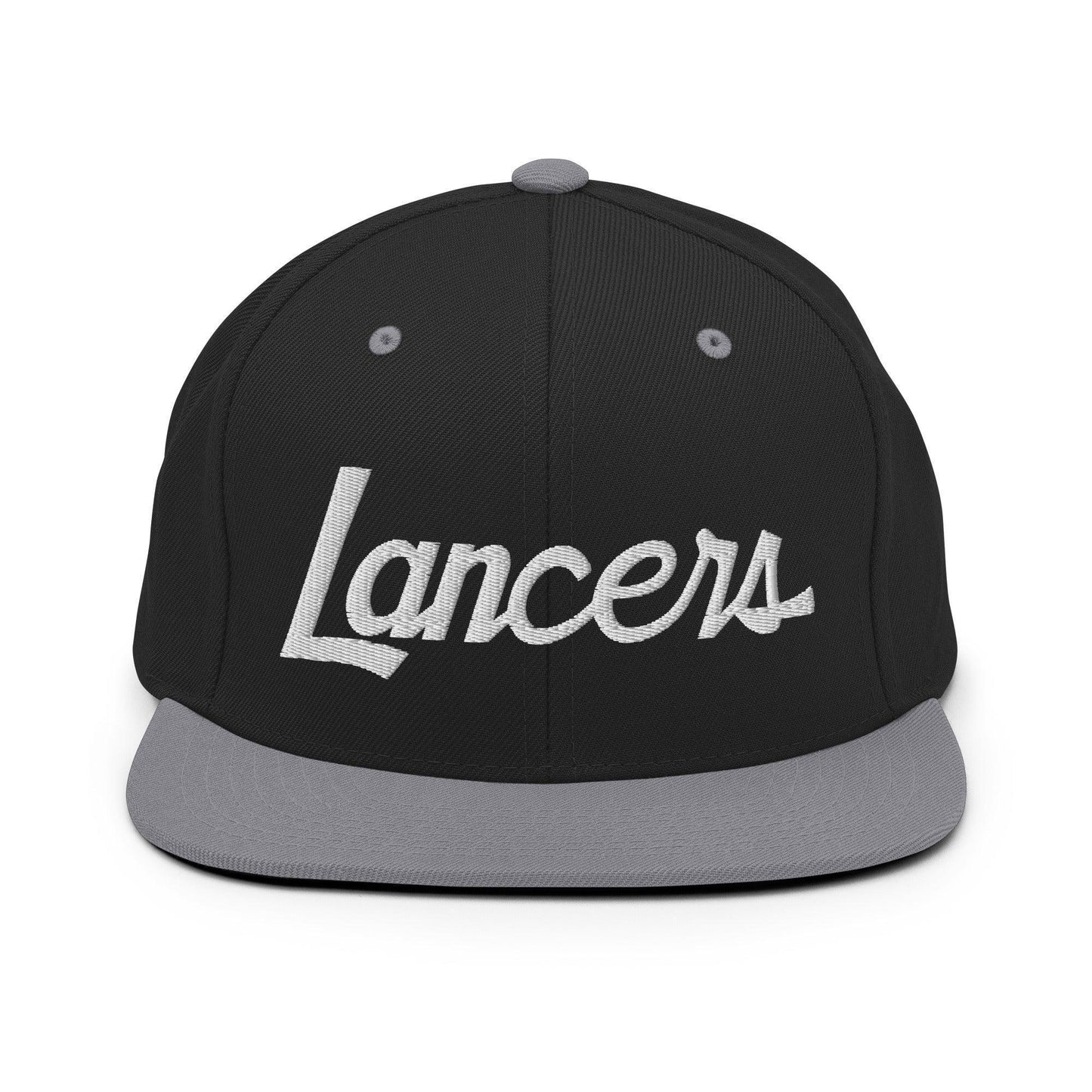 Lancers School Mascot Script Snapback Hat Black Silver