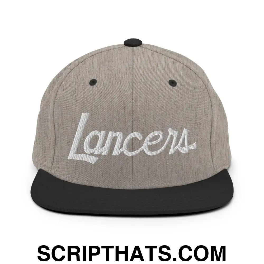 Lancers School Mascot Script Snapback Hat Heather Black