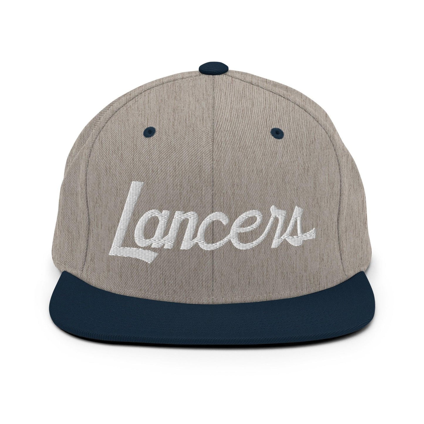 Lancers School Mascot Script Snapback Hat Heather Grey Navy