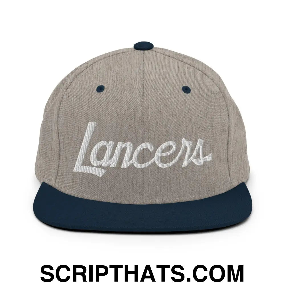 Lancers School Mascot Script Snapback Hat Heather Grey Navy