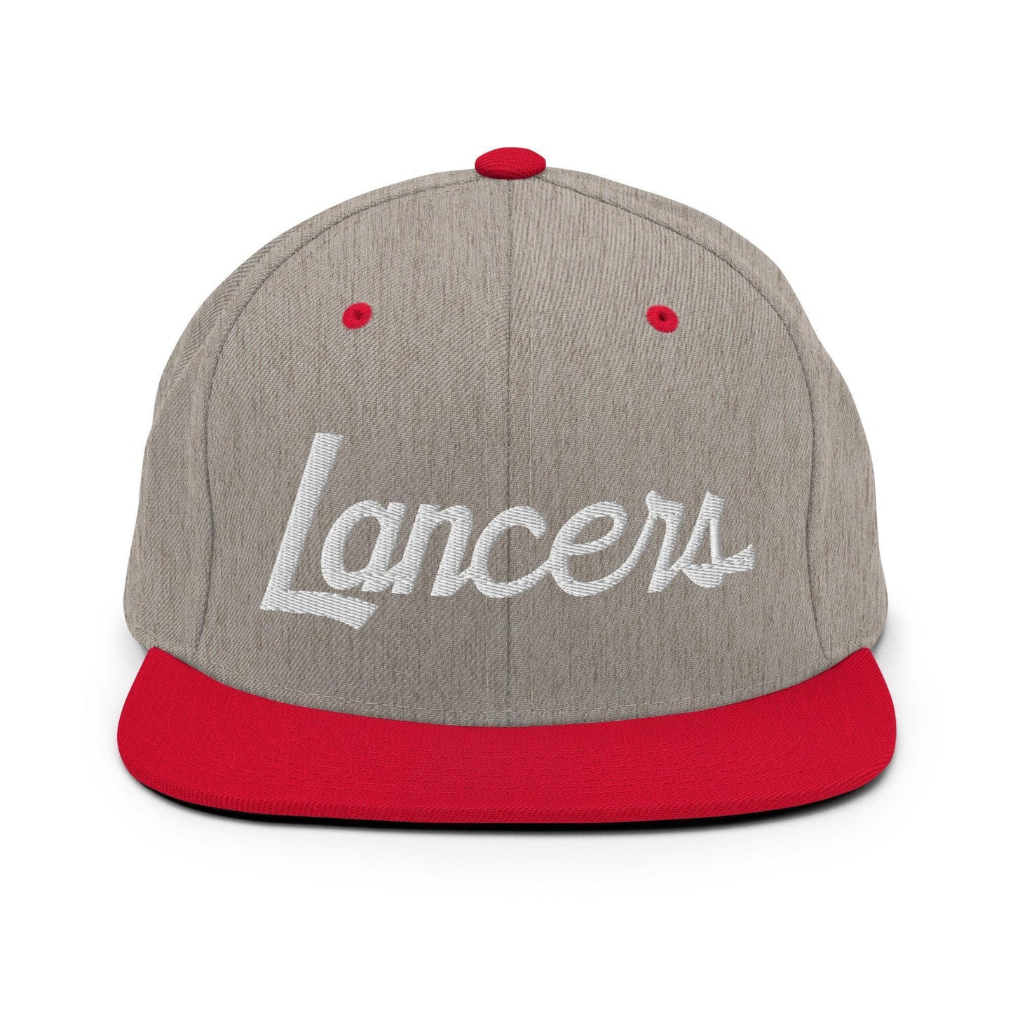 Lancers School Mascot Script Snapback Hat Heather Grey Red