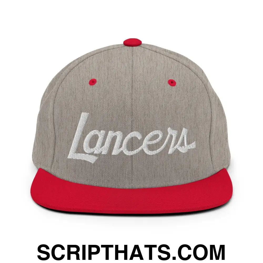 Lancers School Mascot Script Snapback Hat Heather Grey Red