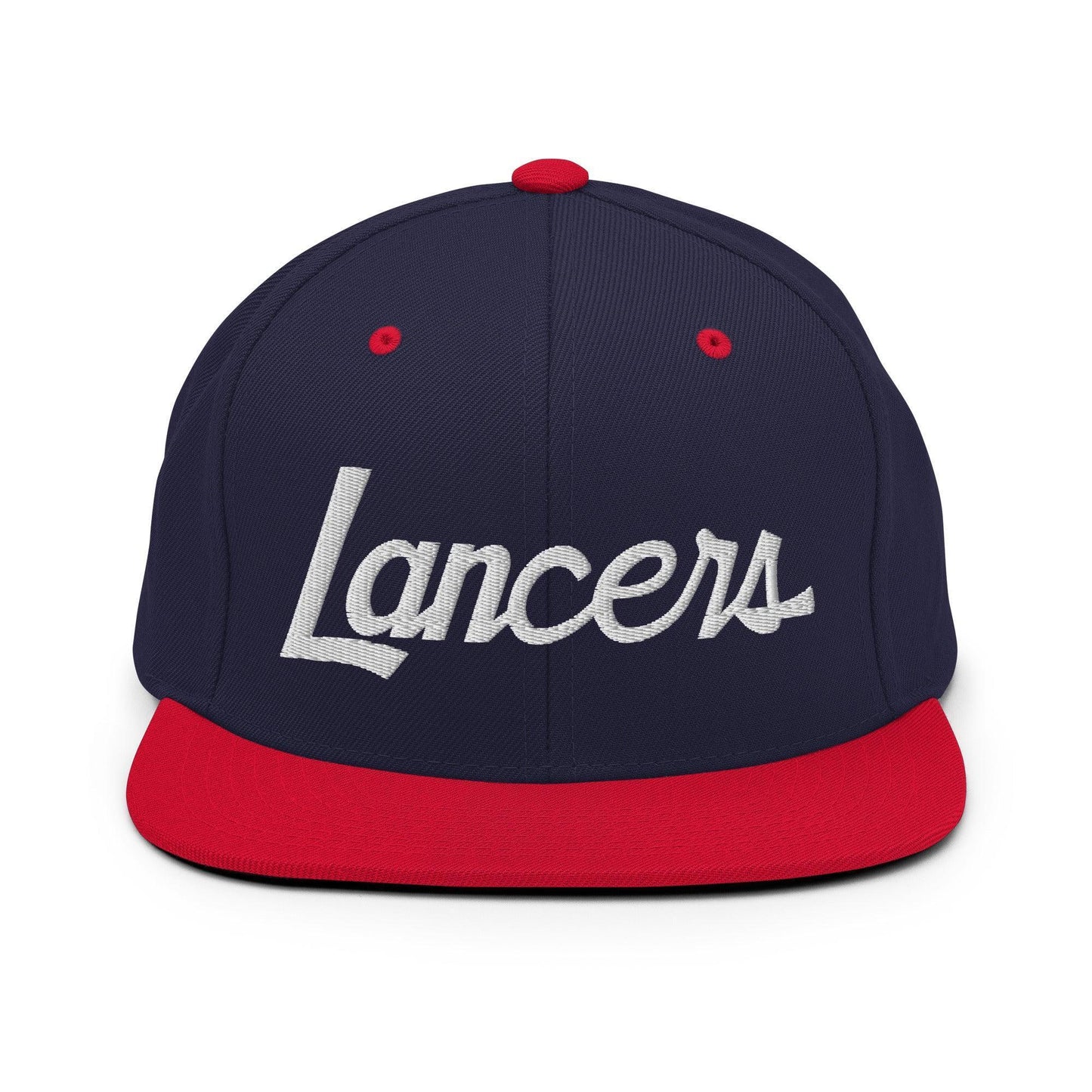 Lancers School Mascot Script Snapback Hat Navy Red