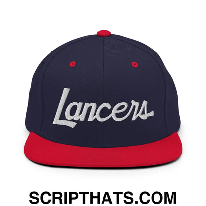 Lancers School Mascot Script Snapback Hat Navy Red