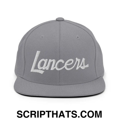 Lancers School Mascot Script Snapback Hat Silver