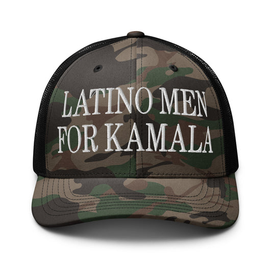 Latino Men for Kamala MAGA Parody Camo Trucker Hat Camo Black