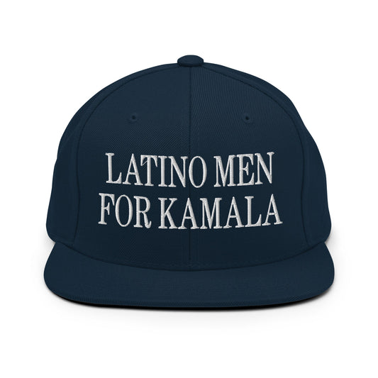 Latino Men for Kamala MAGA Parody Flat Bill Brim Snapback Hat Dark Navy