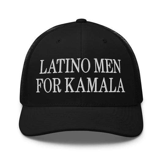 Latino Men for Kamala MAGA Parody Retro Trucker Hat Black