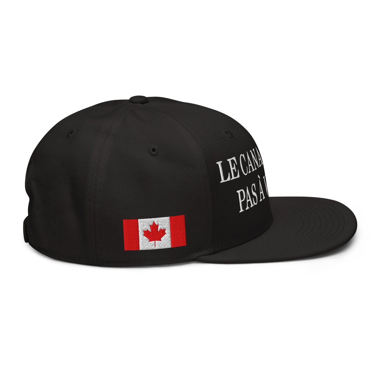 Le Canada n'est pas à Vendre Canada is not for Sale 1867 Flag Embroidered Flat Bill Brim Snapback Hat Black