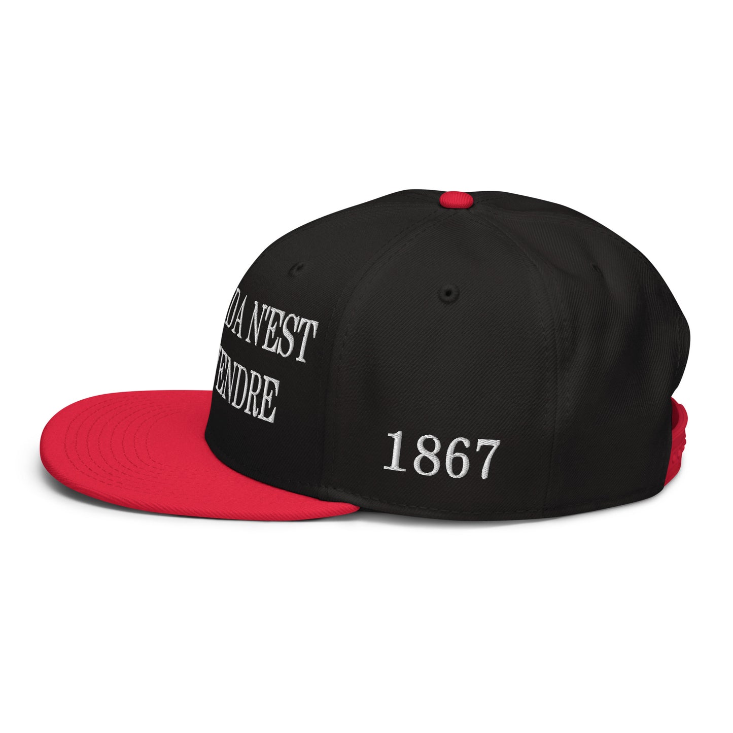 Le Canada n'est pas à Vendre Canada is not for Sale 1867 Flag Embroidered Flat Bill Brim Snapback Hat Black