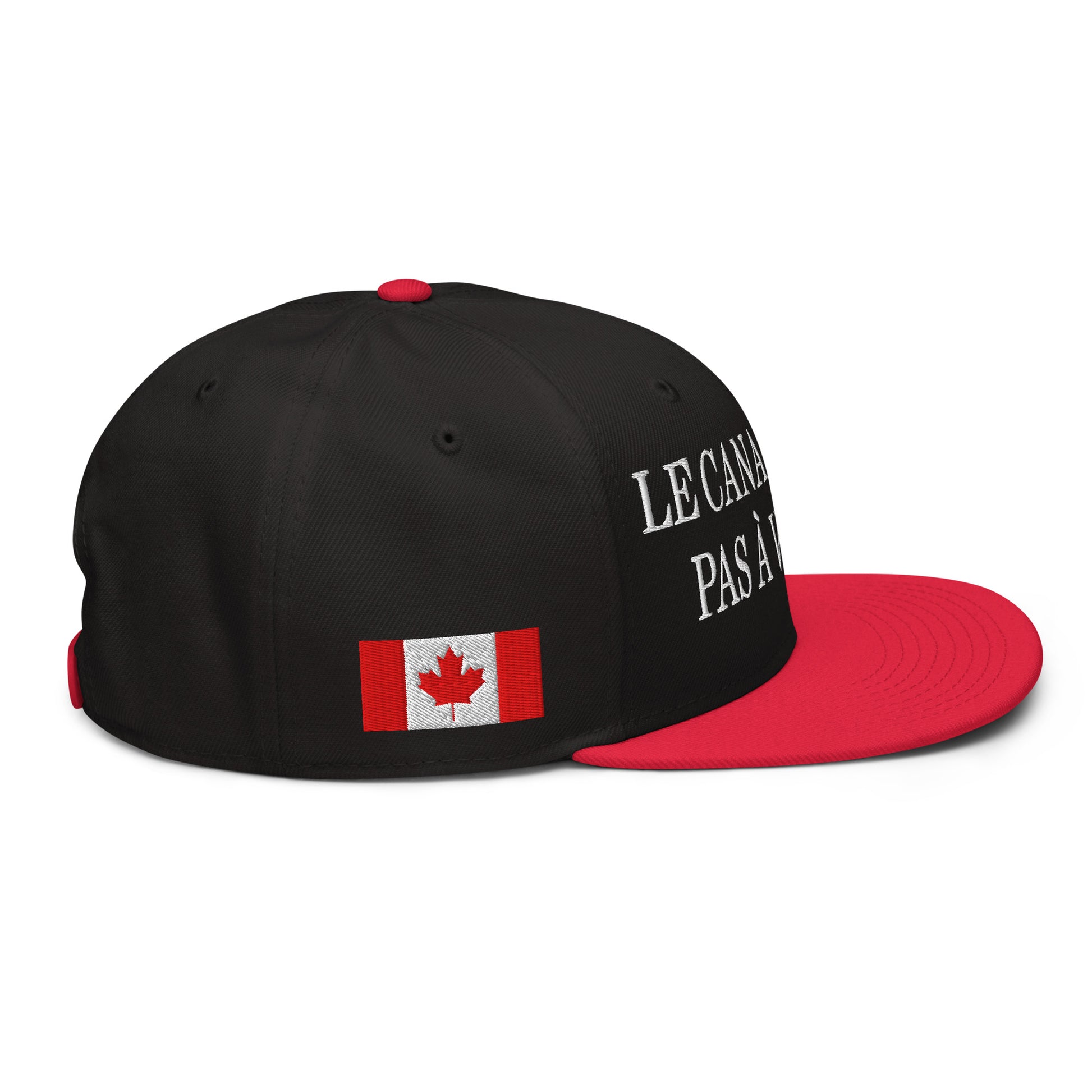 Le Canada n'est pas à Vendre Canada is not for Sale 1867 Flag Embroidered Flat Bill Brim Snapback Hat Red Black Black