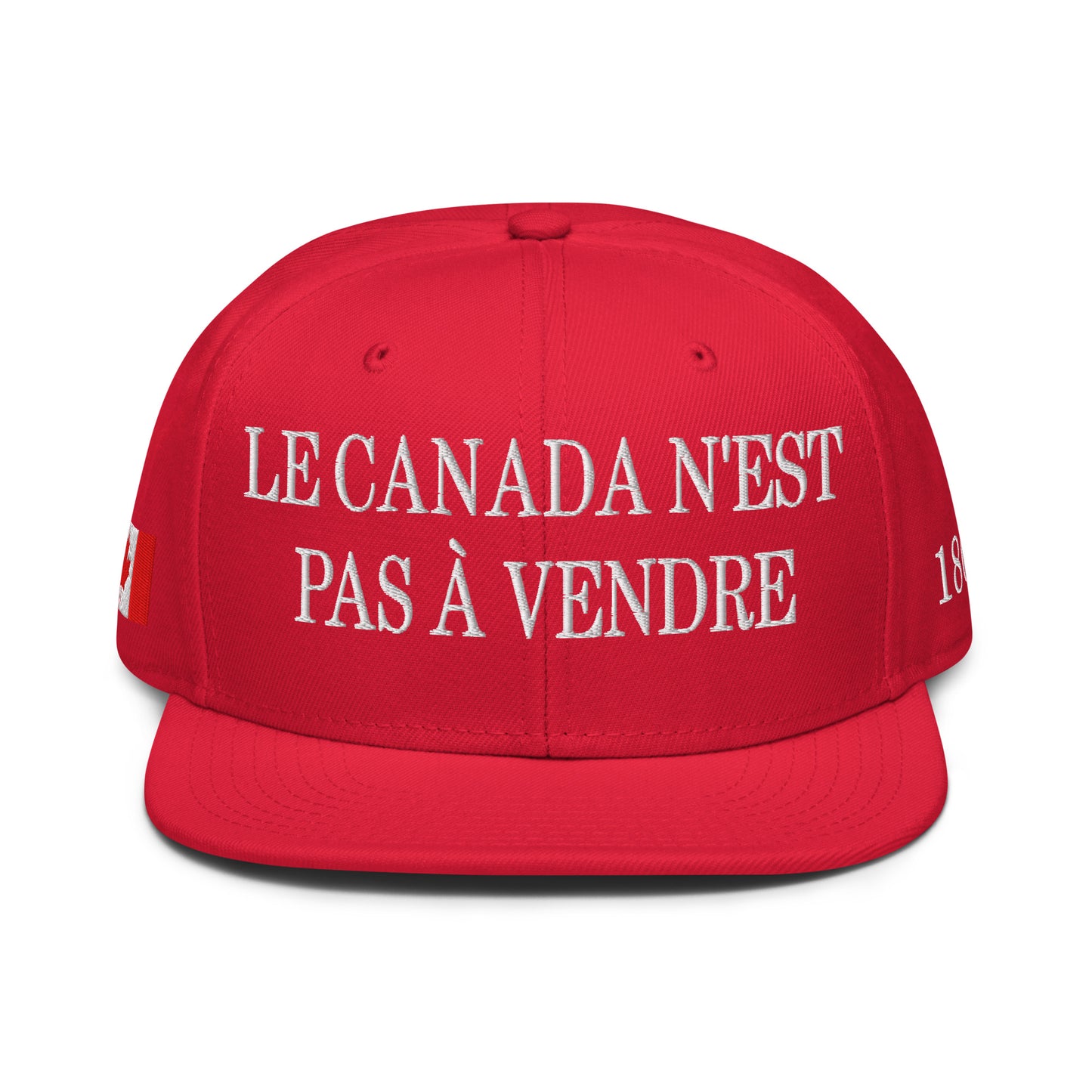 Le Canada n'est pas à Vendre Canada is not for Sale 1867 Flag Embroidered Flat Bill Brim Snapback Hat Red Black Black