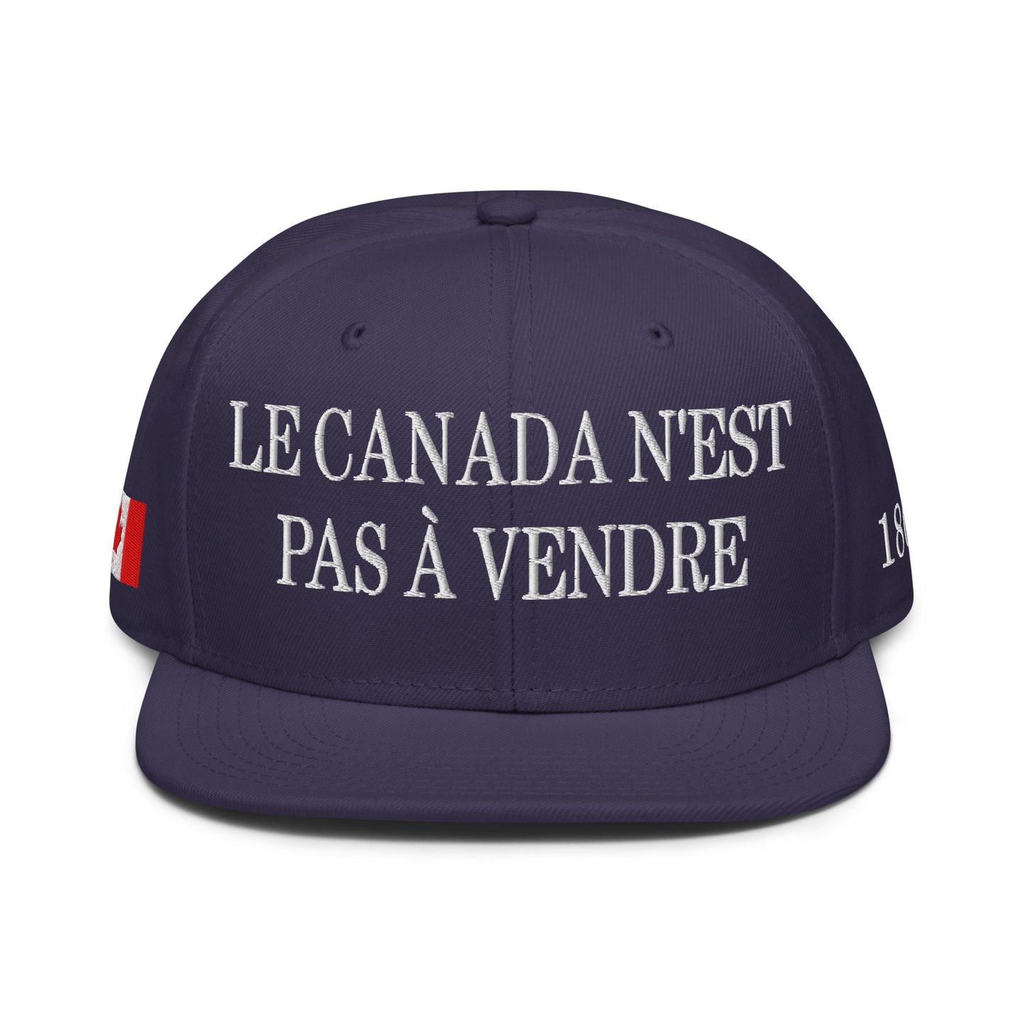 Le Canada n'est pas à Vendre Canada is not for Sale 1867 Flag Embroidered Flat Bill Brim Snapback Hat Navy blue