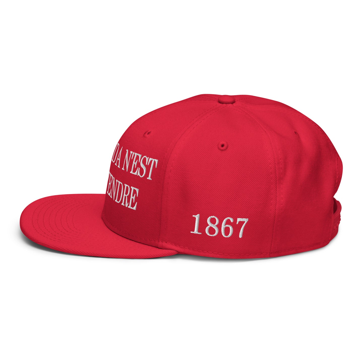 Le Canada n'est pas à Vendre Canada is not for Sale 1867 Flag Embroidered Flat Bill Brim Snapback Hat Red Black Black