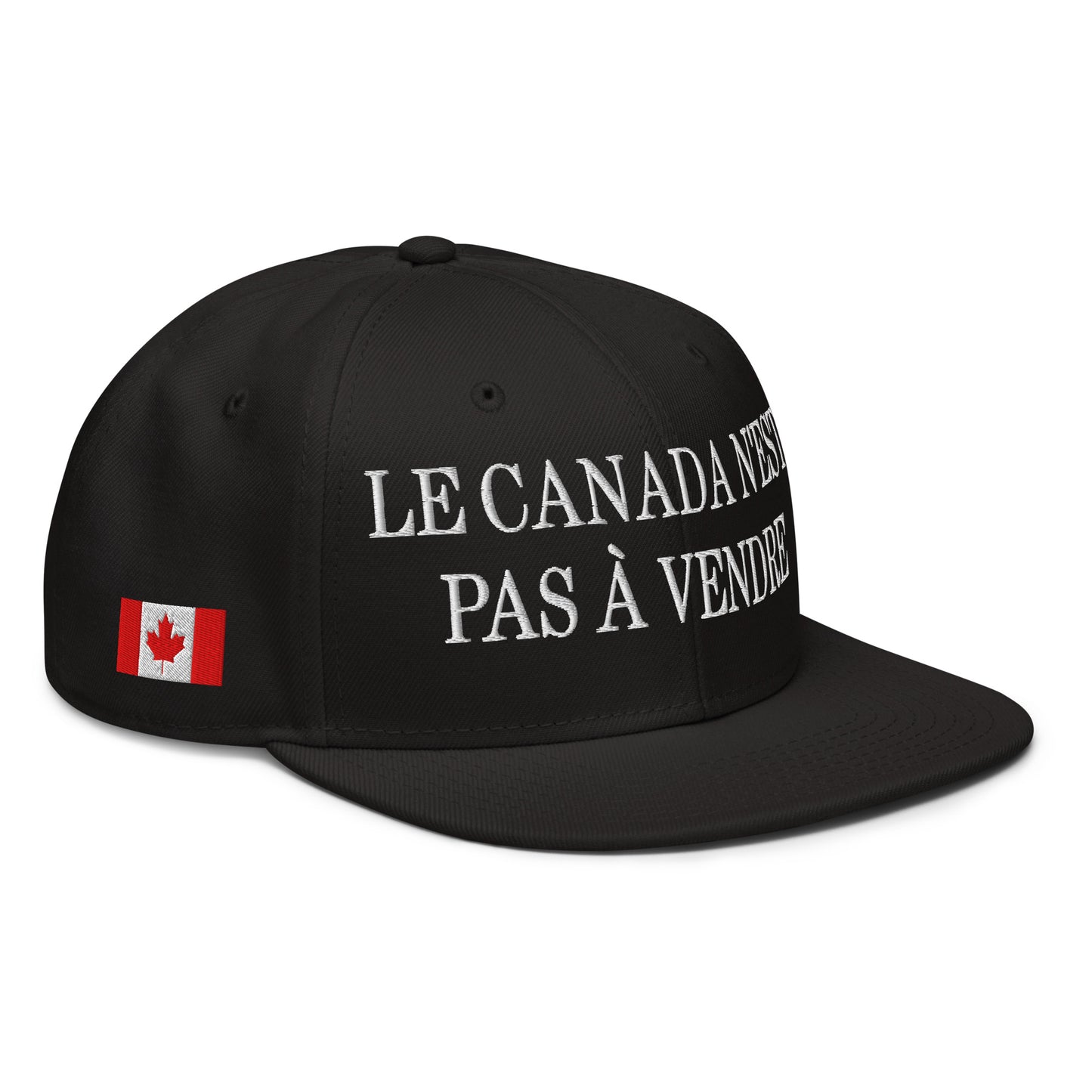 Le Canada n'est pas à Vendre Canada is not for Sale 1867 Flag Embroidered Flat Bill Brim Snapback Hat Black