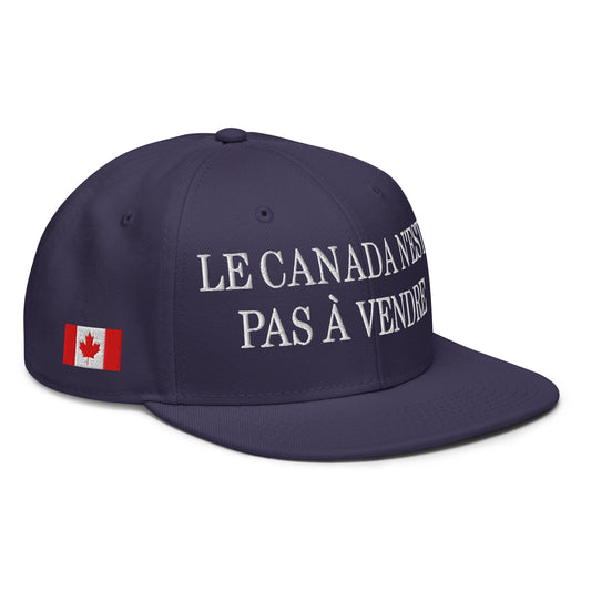 Le Canada n'est pas à Vendre Canada is not for Sale 1867 Flag Embroidered Flat Bill Brim Snapback Hat Navy blue