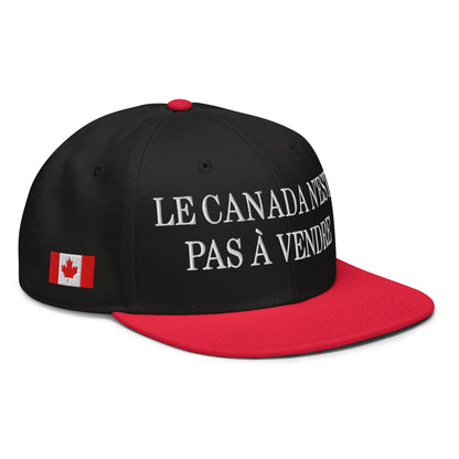 Le Canada n'est pas à Vendre Canada is not for Sale 1867 Flag Embroidered Flat Bill Brim Snapback Hat Red Black Black