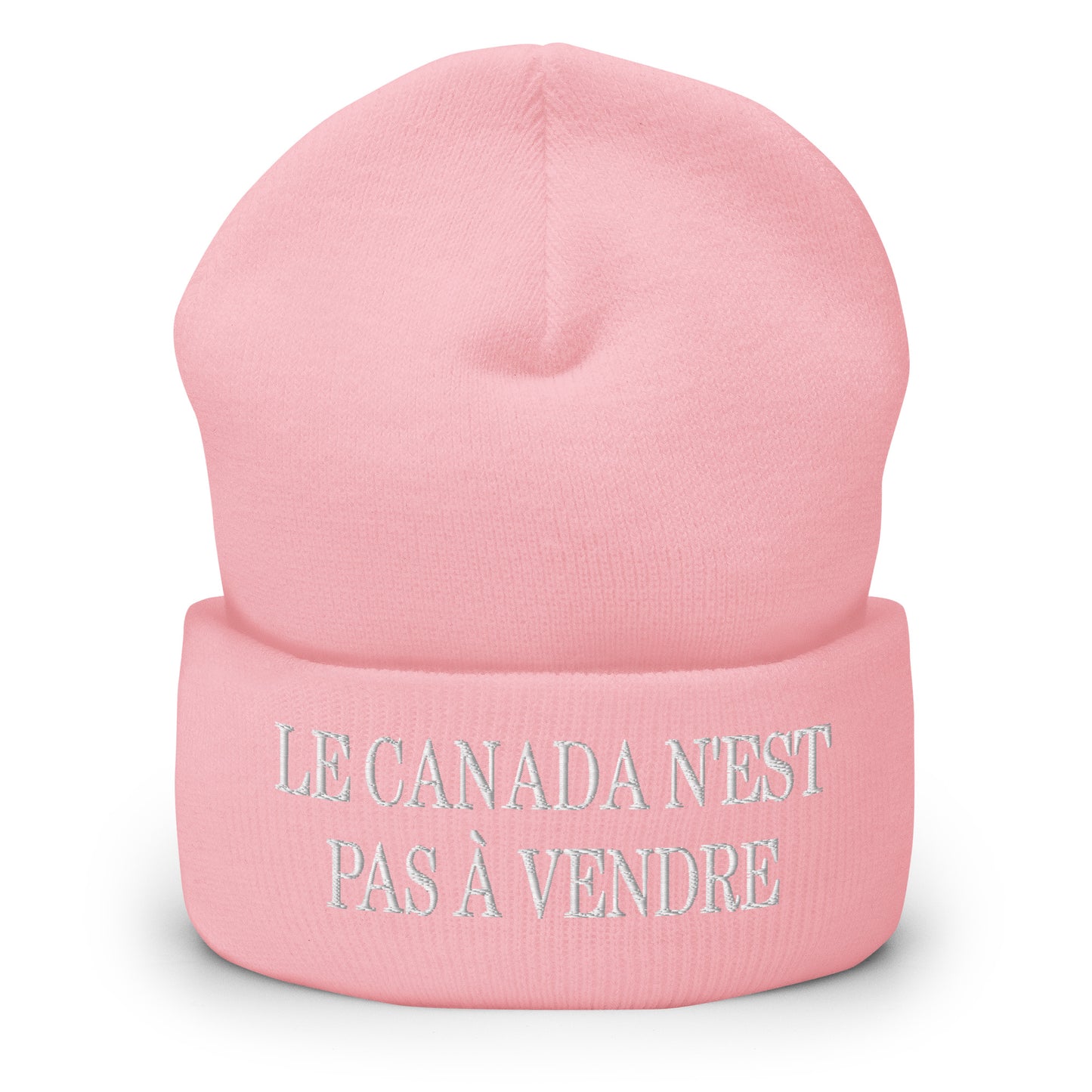 Le Canada n'est pas à Vendre Canada is not for Sale Embroidered Knit Cuffed Beanie Baby Pink