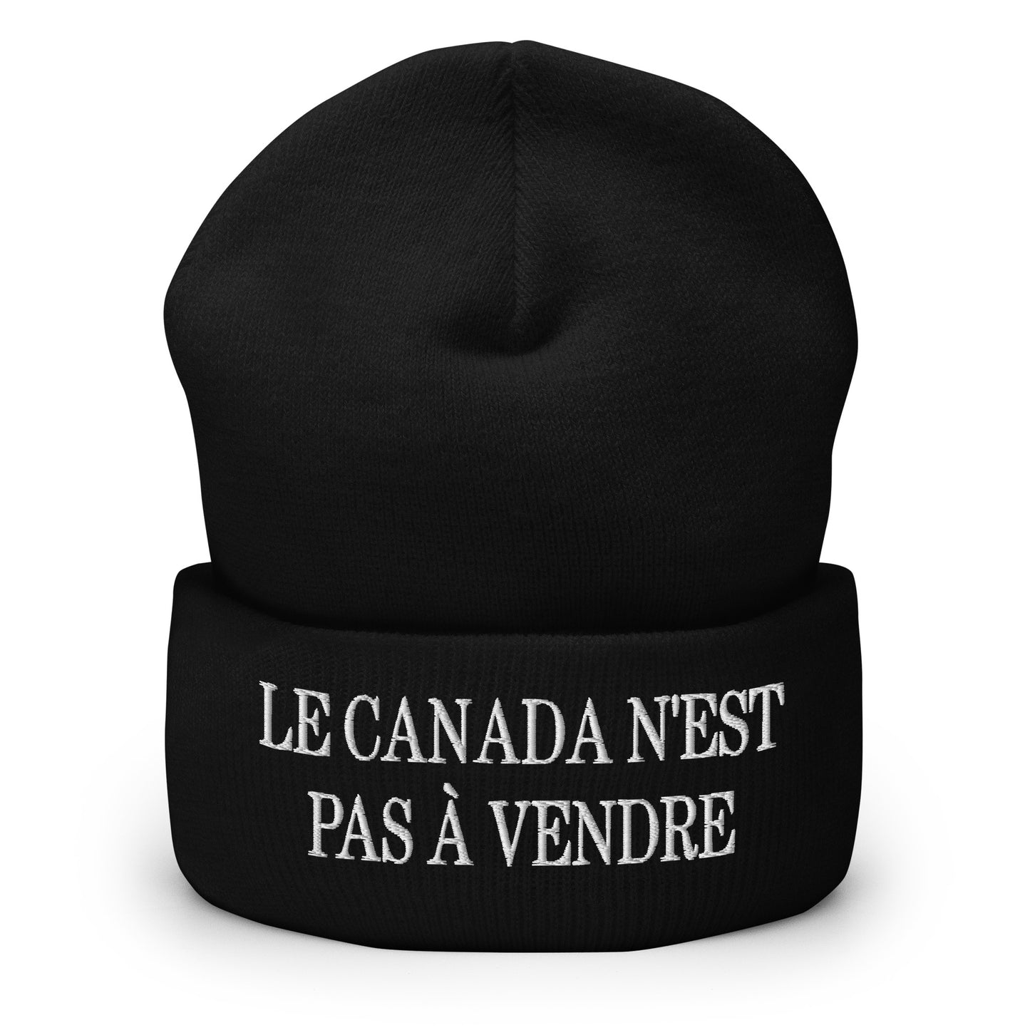 Le Canada n'est pas à Vendre Canada is not for Sale Embroidered Knit Cuffed Beanie Black